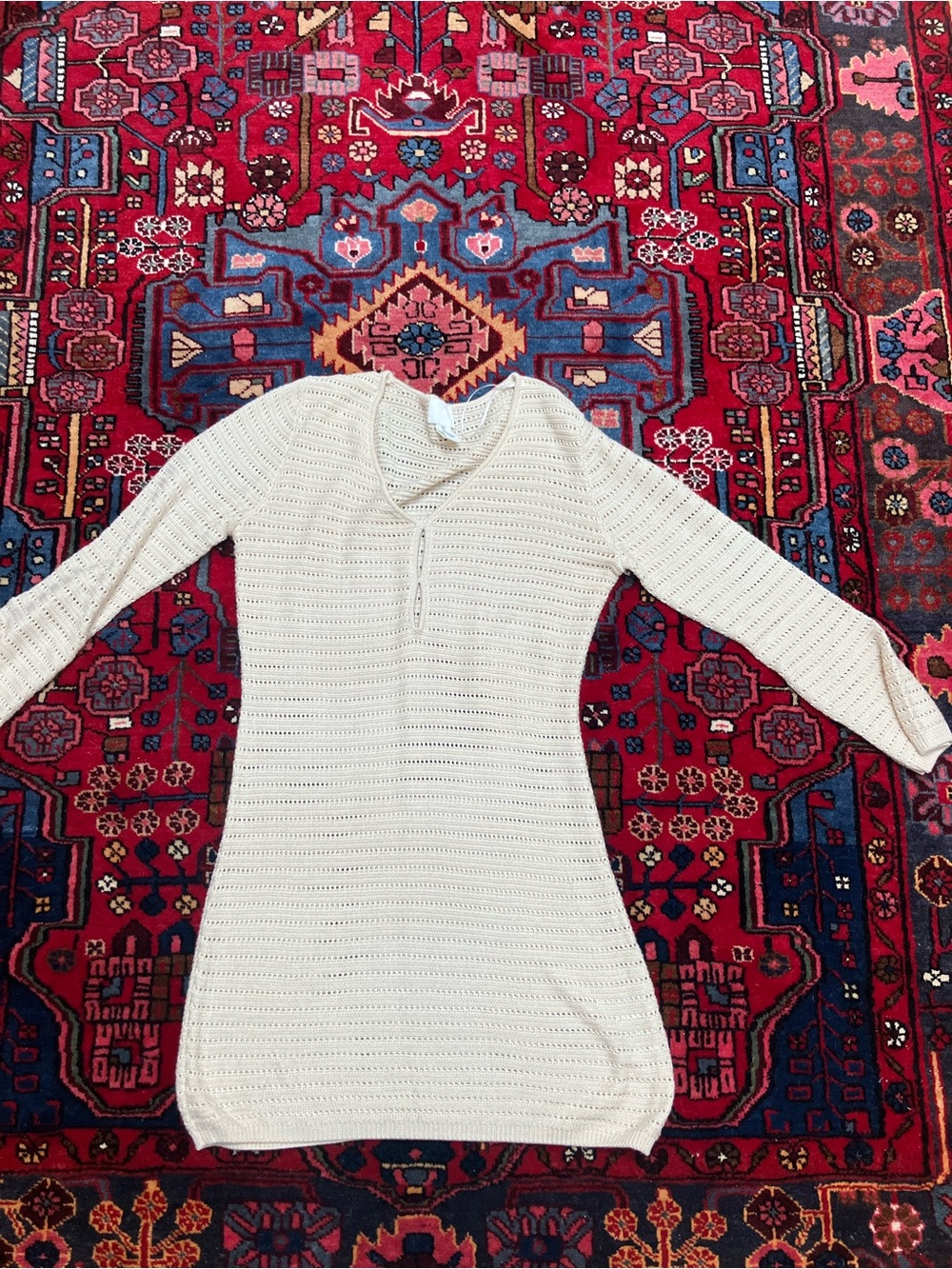 H&M Cream Long-Sleeve Knit Swim Cover